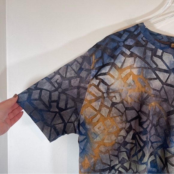 Lenor Romano Pebble Jacquard Clip Tie Dye Crew Tee Mens Size XL - Picture 2 of 8